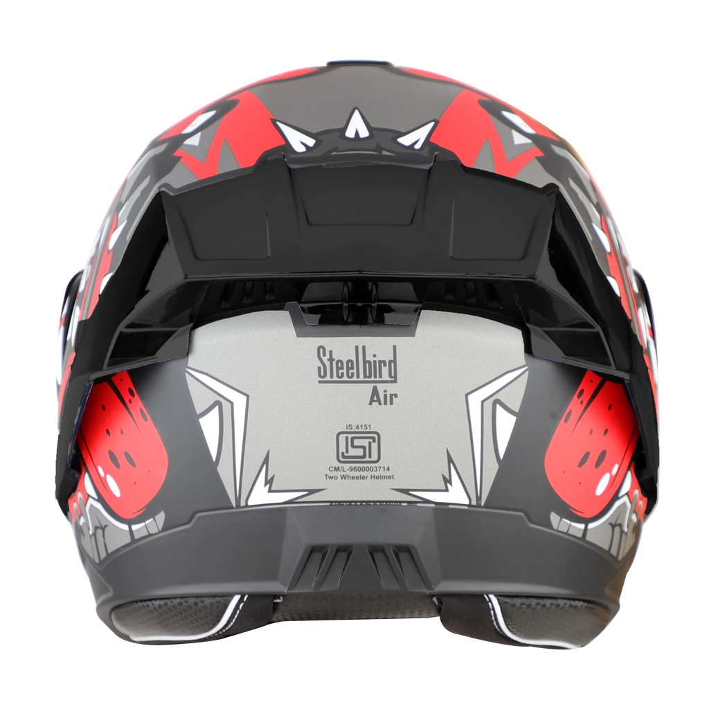 STEELBIRD Sba 8 Sharky Black Red Flip Up Helmet
