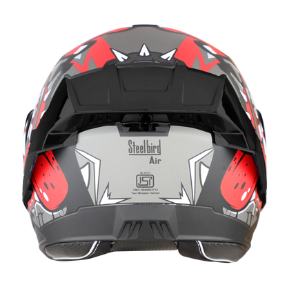 STEELBIRD Sba 8 Sharky Black Red Flip Up Helmet