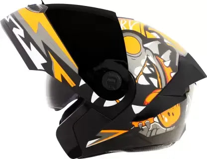 STEELBIRD Sba 8 Sharky Matt Black Orange Flip Up Helmet
