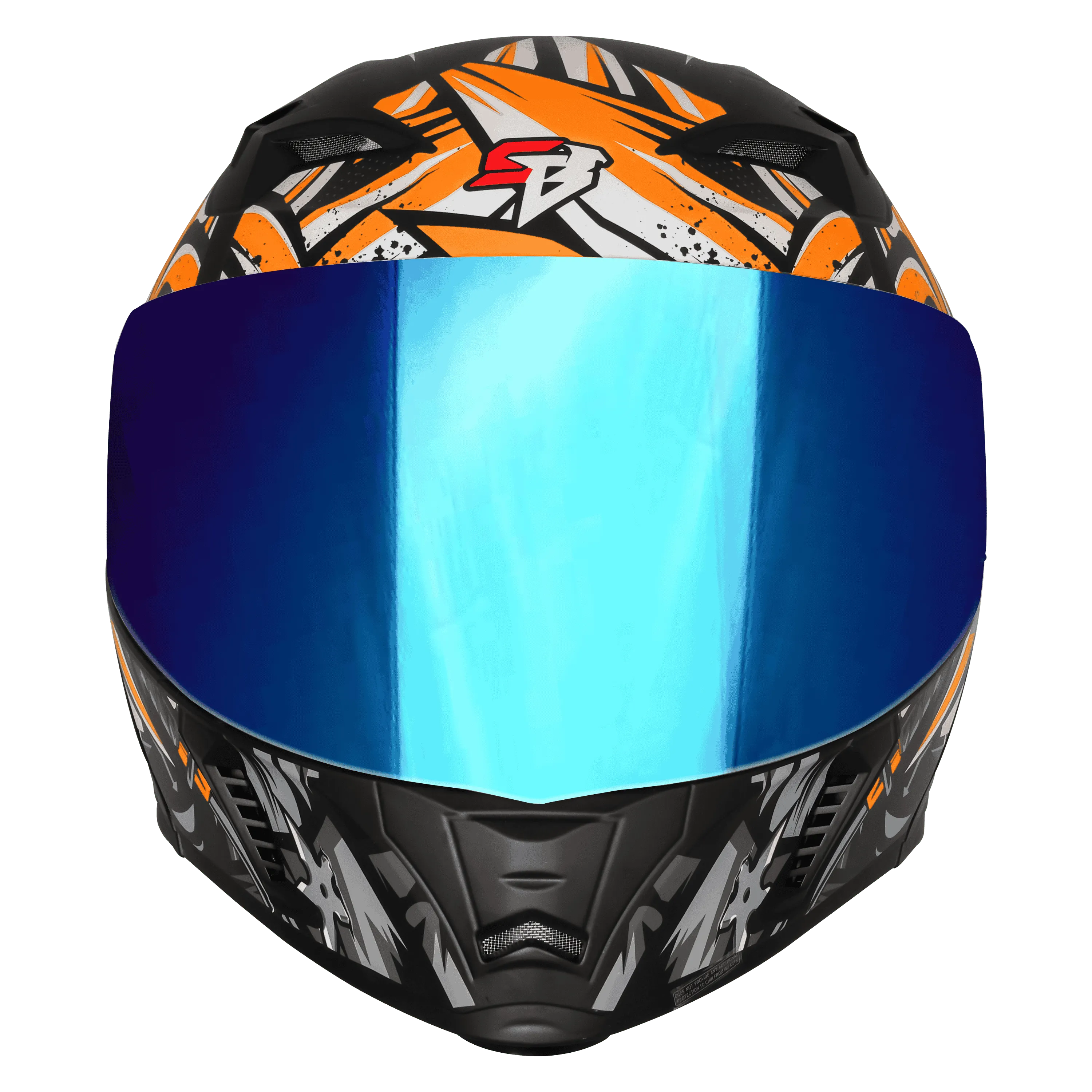 STEELBIRD Sba20 Dark Warrior Black Orange White Flip Up Helmet