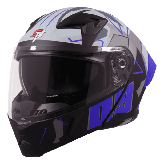 STEELBIRD Sba 20 09 Black Blue Full Face Helmet