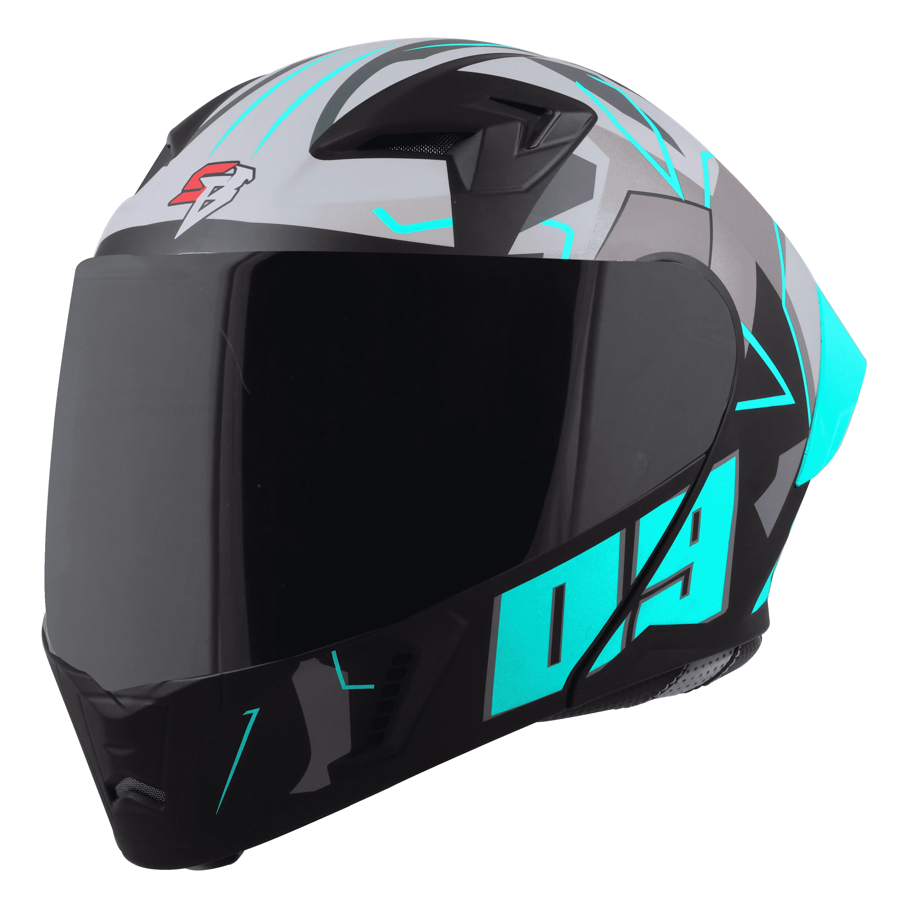 STEELBIRD Sba 20 09 Glossy Black Jazz Blue Full Face Helmet