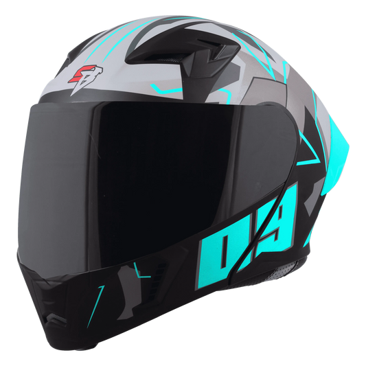STEELBIRD Sba 20 09 Glossy Black Jazz Blue Full Face Helmet