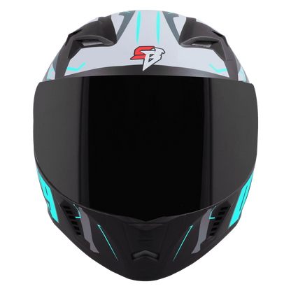STEELBIRD Sba 20 09 Glossy Black Jazz Blue Full Face Helmet