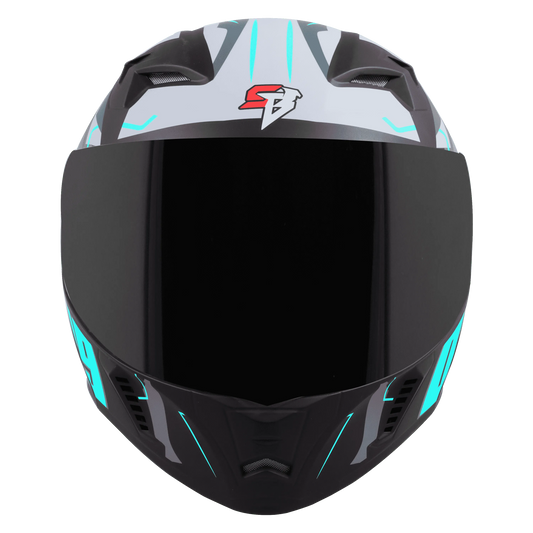STEELBIRD Sba 20 09 Glossy Black Jazz Blue Full Face Helmet