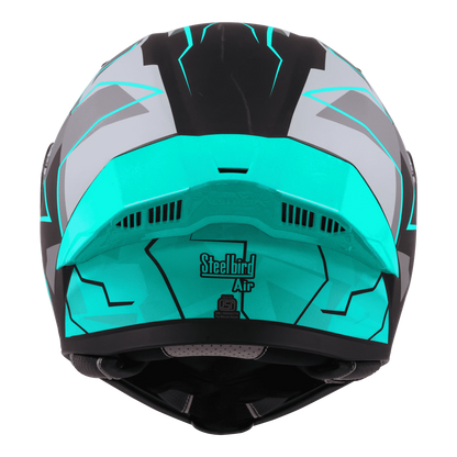 STEELBIRD Sba 20 09 Glossy Black Jazz Blue Full Face Helmet