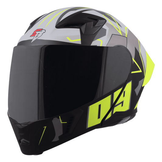 STEELBIRD Sba 20 09 Black Neon Full Face Helmet