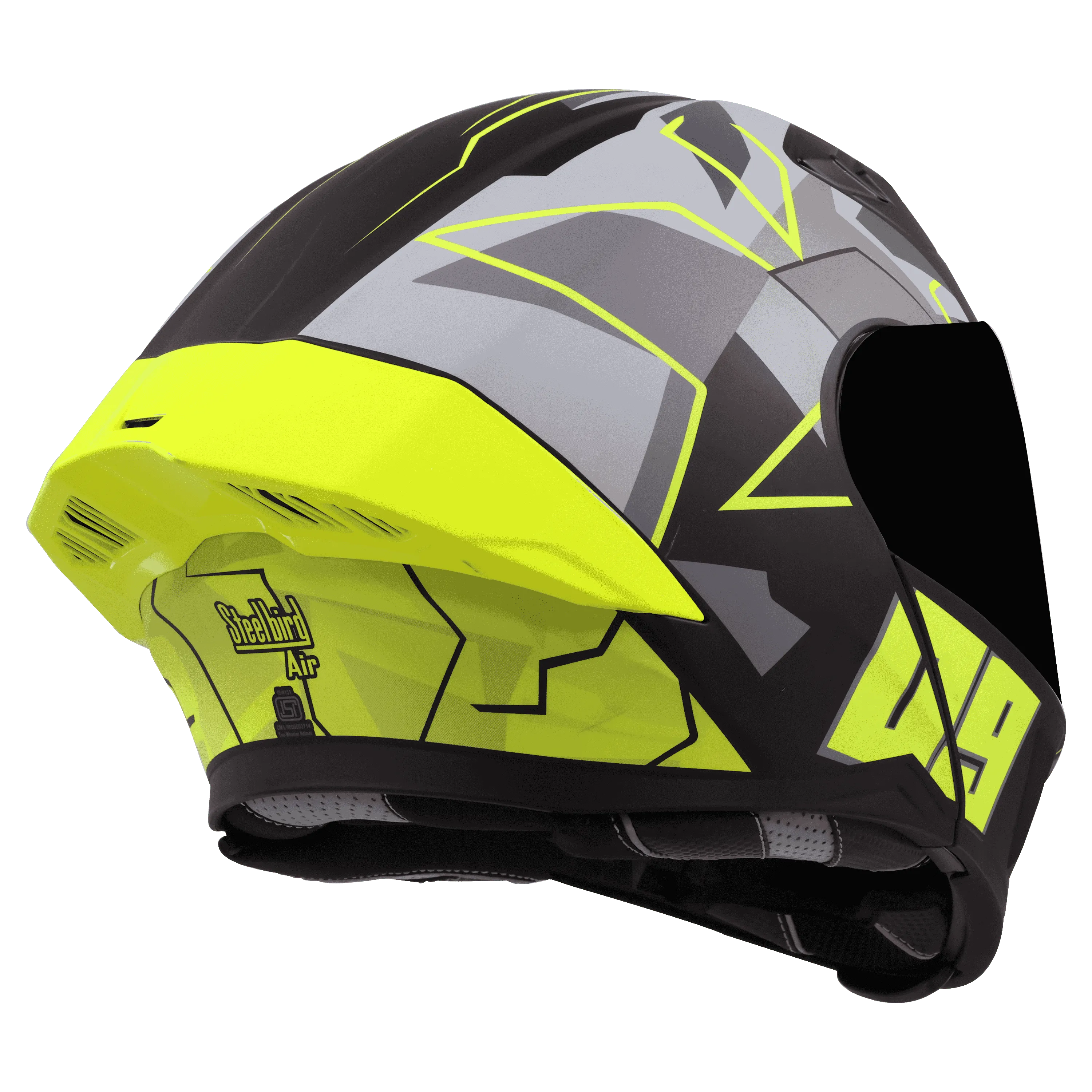 STEELBIRD Sba 20 09 Black Neon Full Face Helmet