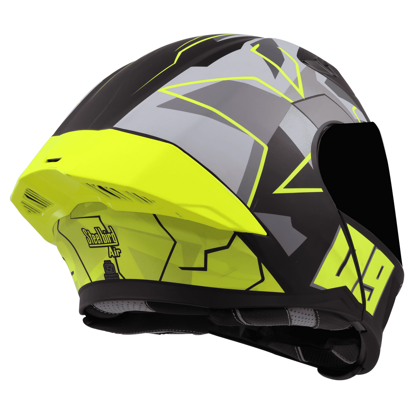 STEELBIRD Sba 20 09 Black Neon Full Face Helmet