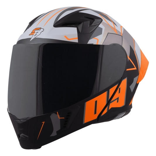 STEELBIRD Sba 20 09 Black Orange Full Face Helmet