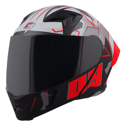 STEELBIRD Sba 20 09 Black Red Full Face Helmet