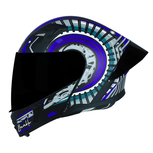 STEELBIRD Sba 20 Bumble Black Blue Full Face Helmet