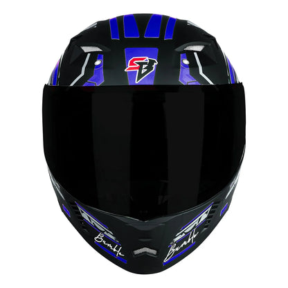 STEELBIRD Sba 20 Bumble Black Blue Full Face Helmet