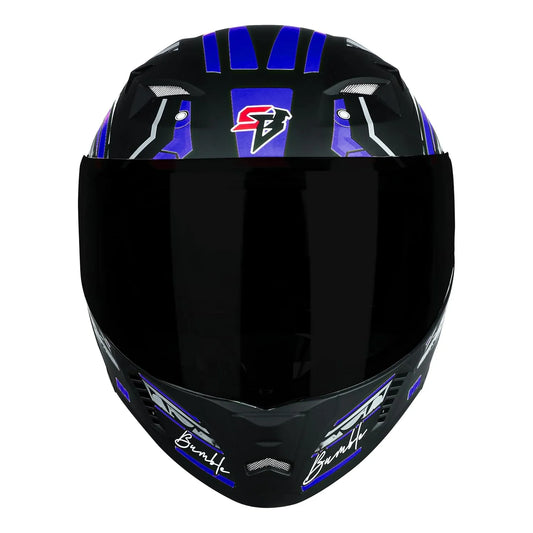 STEELBIRD Sba 20 Bumble Black Blue Full Face Helmet