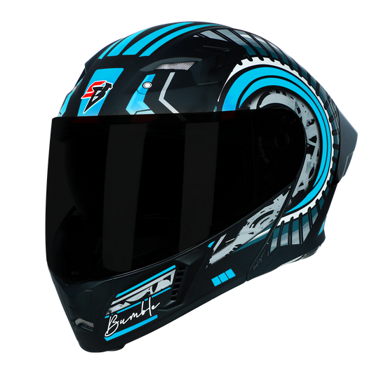 STEELBIRD Sba 20 Bumble Matt Jazz Blue Full Face Helmet