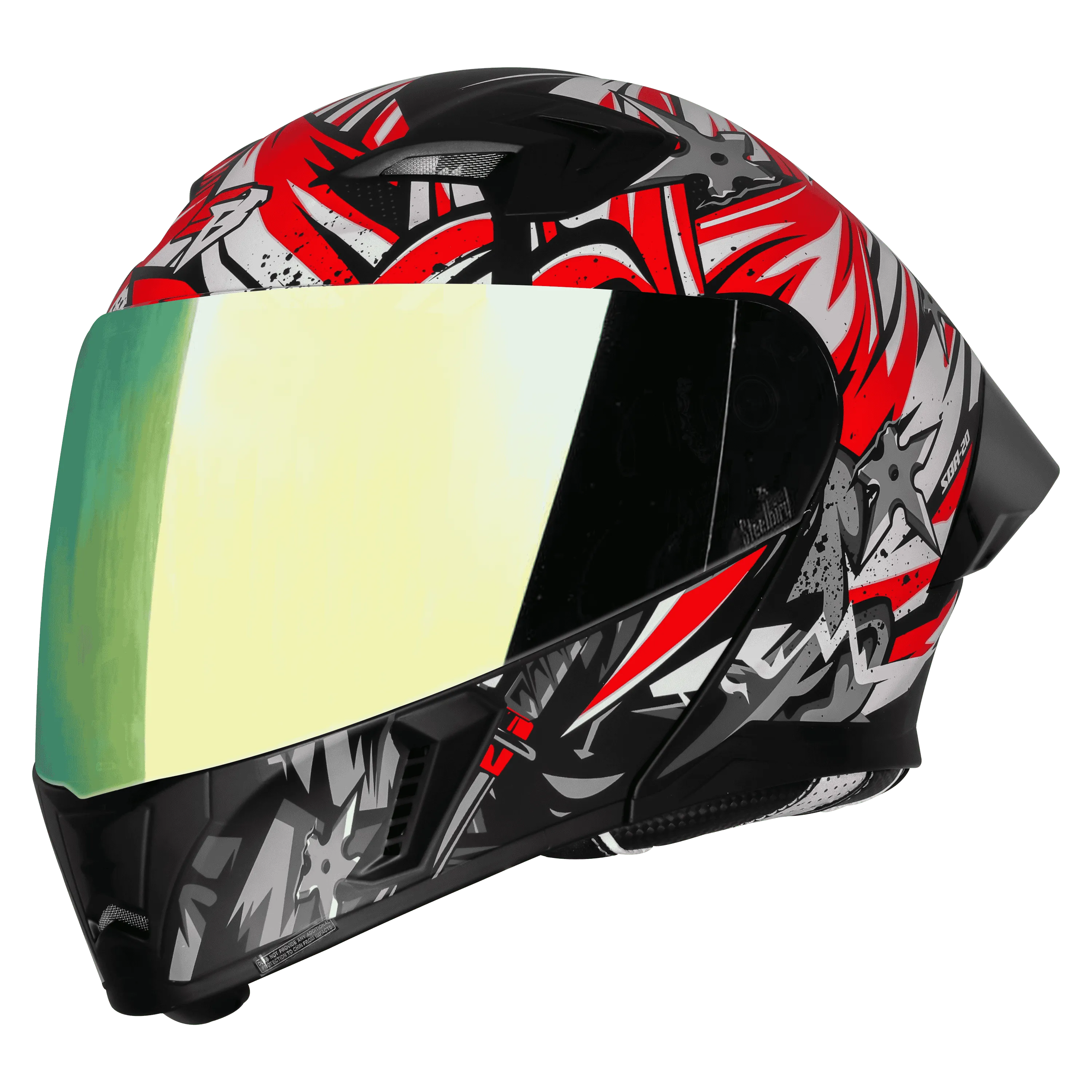 STEELBIRD Sba 20 Dark Warrior Black Red White Full Face Helmet