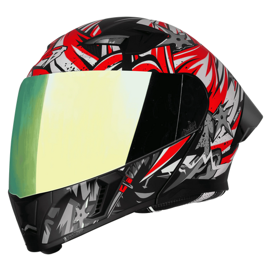 STEELBIRD Sba 20 Dark Warrior Black Red White Full Face Helmet