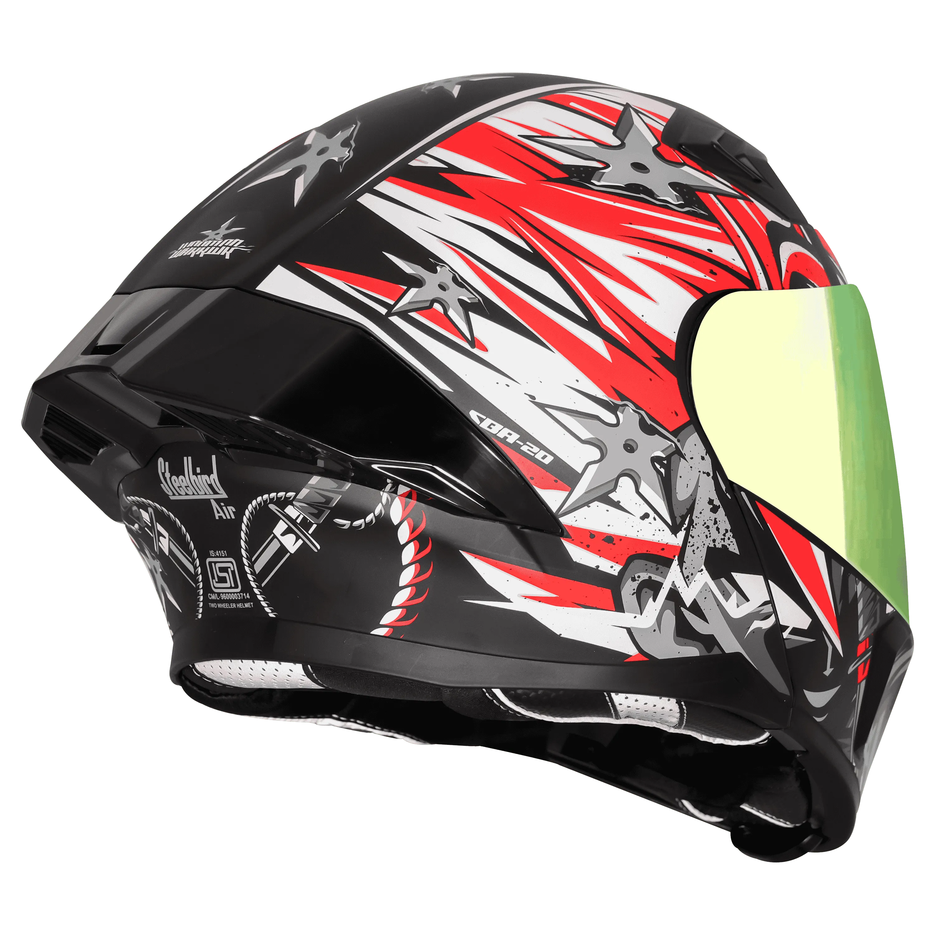STEELBIRD Sba 20 Dark Warrior Black Red White Full Face Helmet