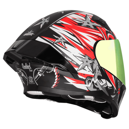 STEELBIRD Sba 20 Dark Warrior Black Red White Full Face Helmet