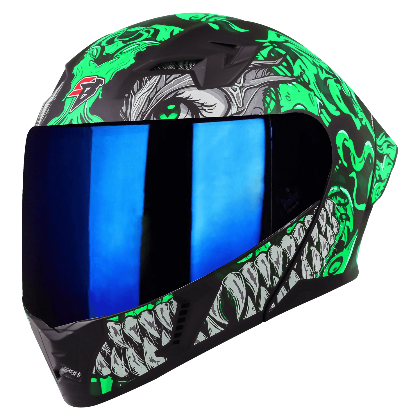 STEELBIRD Sba 20 Draco Black Green Full Face Helmet