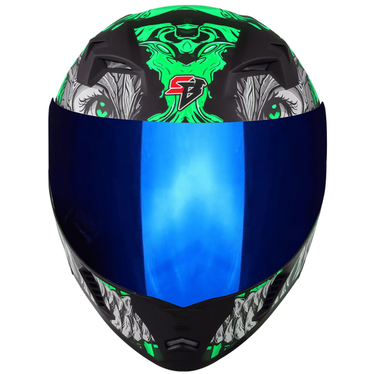 STEELBIRD Sba 20 Draco Black Green Full Face Helmet
