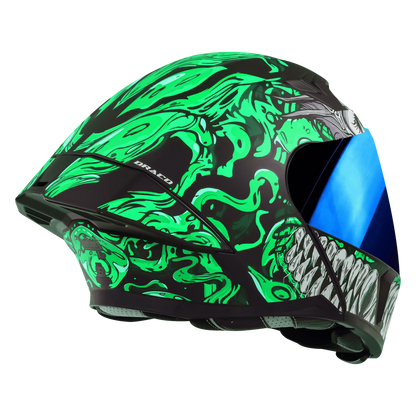 STEELBIRD Sba 20 Draco Black Green Full Face Helmet