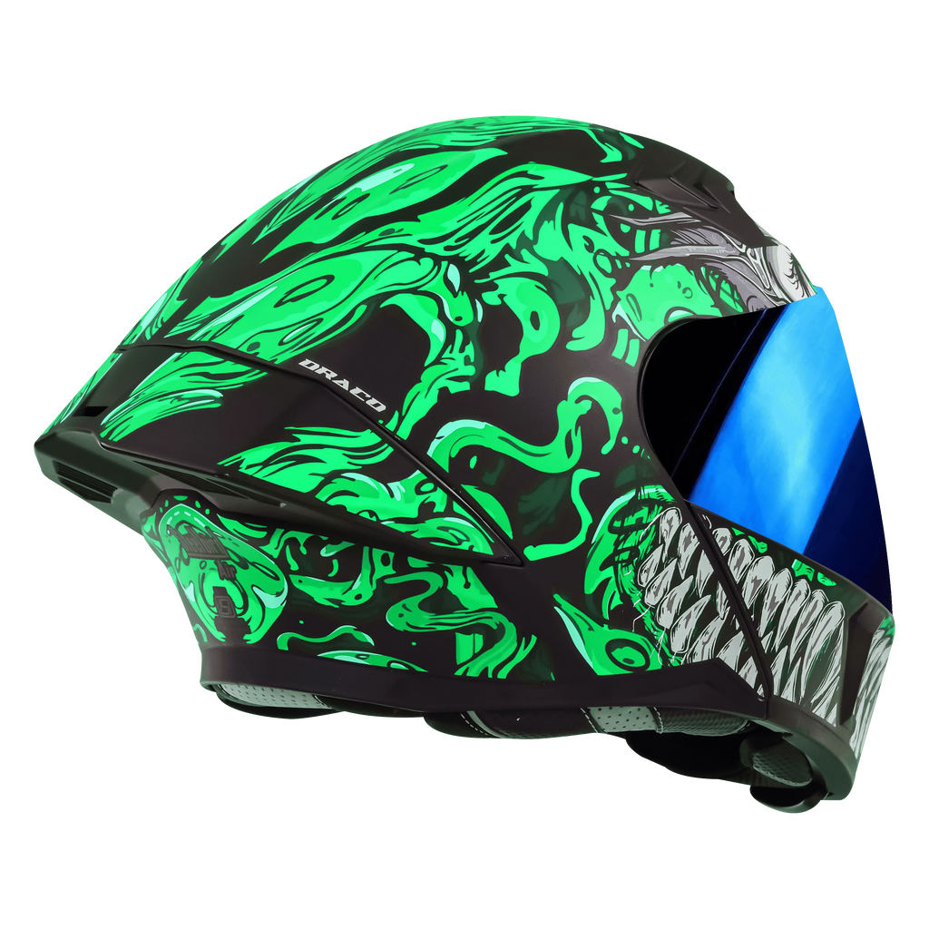 Steelbird Sba 20 Draco Black Green Full Face Helmet