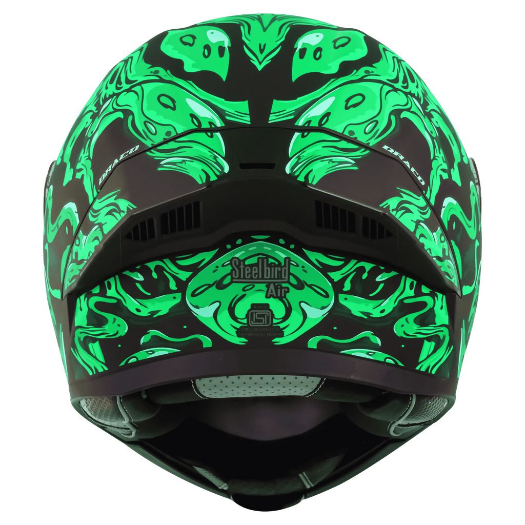 STEELBIRD Sba 20 Draco Black Green Full Face Helmet
