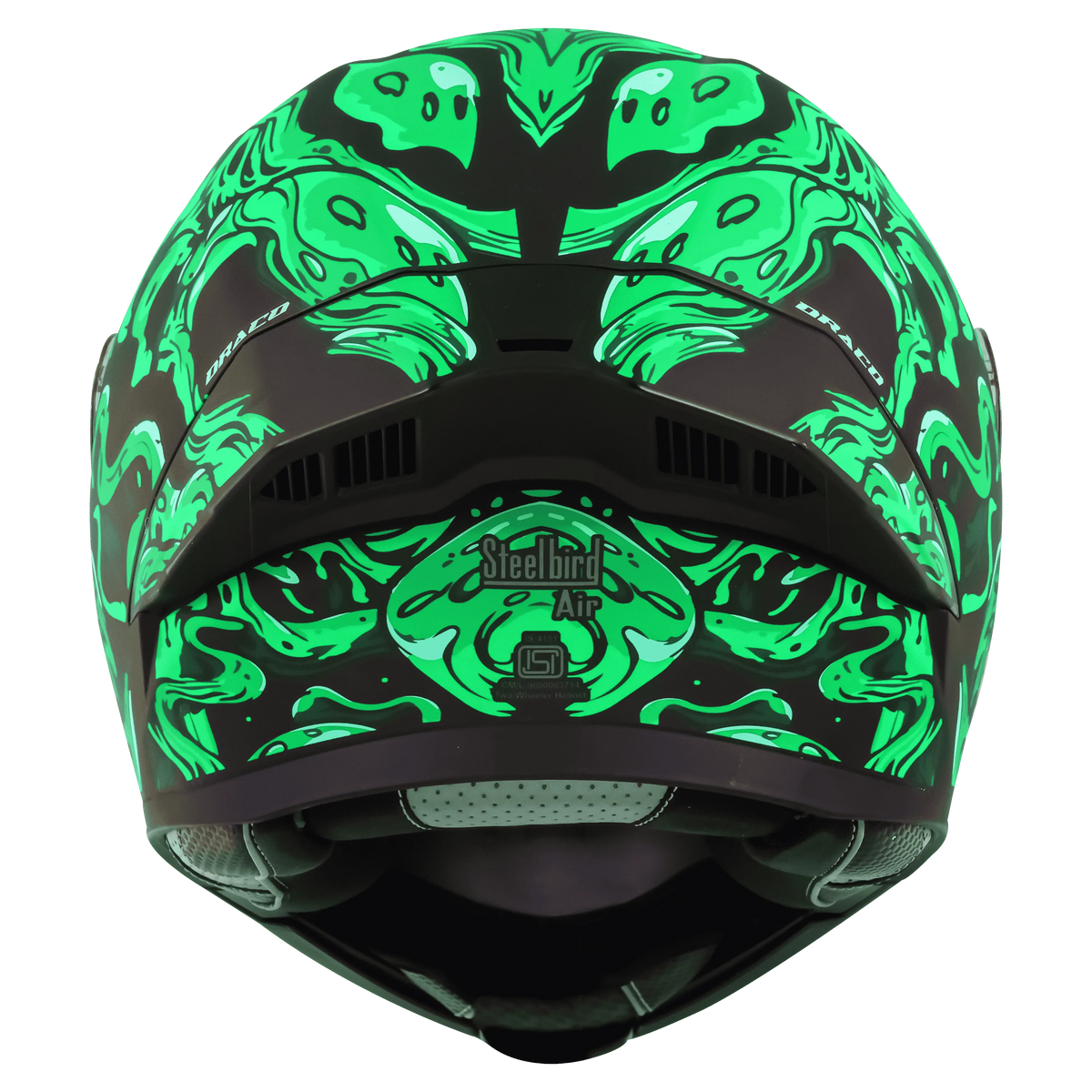 Steelbird Sba 20 Draco Black Green Full Face Helmet