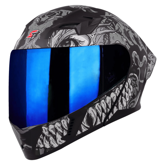 STEELBIRD Sba 20 Draco Black Grey Full Face Helmet