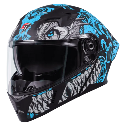STEELBIRD Sba 20 Draco Black Jazz Blue Full Face Helmet