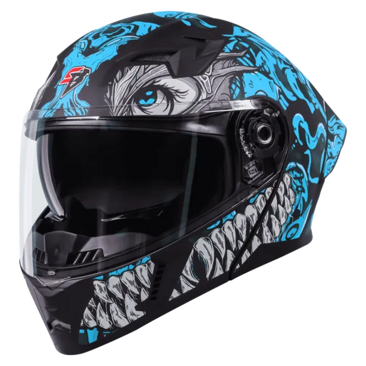 STEELBIRD Sba 20 Draco Black Jazz Blue Full Face Helmet
