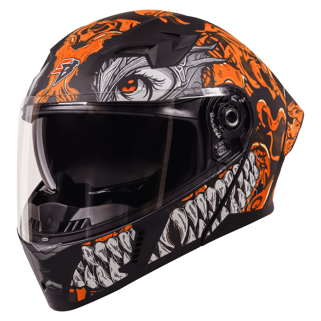 STEELBIRD Sba 20 Draco Black Orange Full Face Helmet