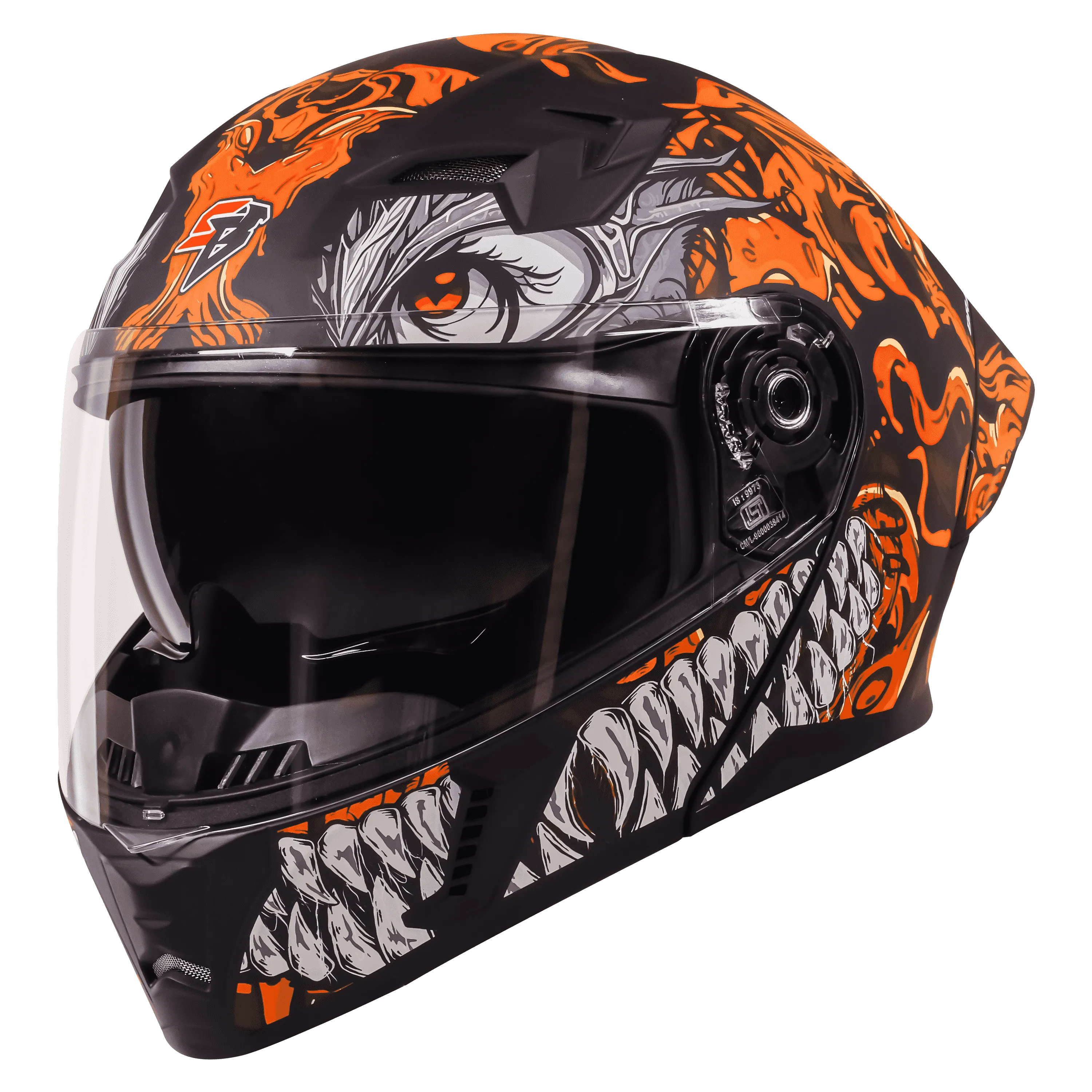 STEELBIRD Sba 20 Draco Black Orange Full Face Helmet