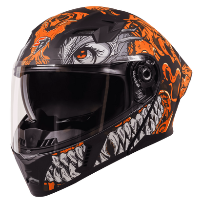 STEELBIRD Sba 20 Draco Black Orange Full Face Helmet