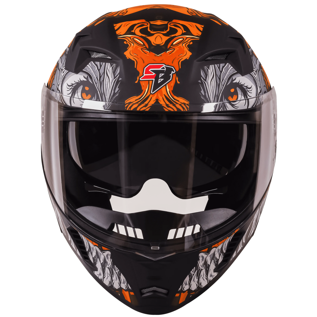 STEELBIRD Sba 20 Draco Black Orange Full Face Helmet
