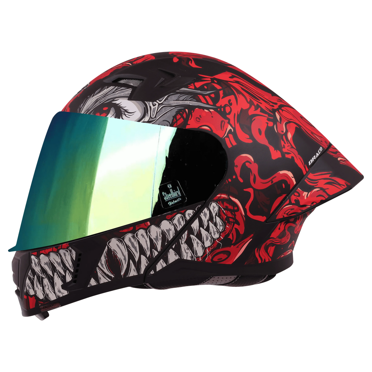Steelbird Sba 20 Draco Black Red Full Face Helmet