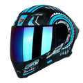 STEELBIRD Sba 20 Iss Bumble Glossy Black Jazz Blue Full Face Helmet