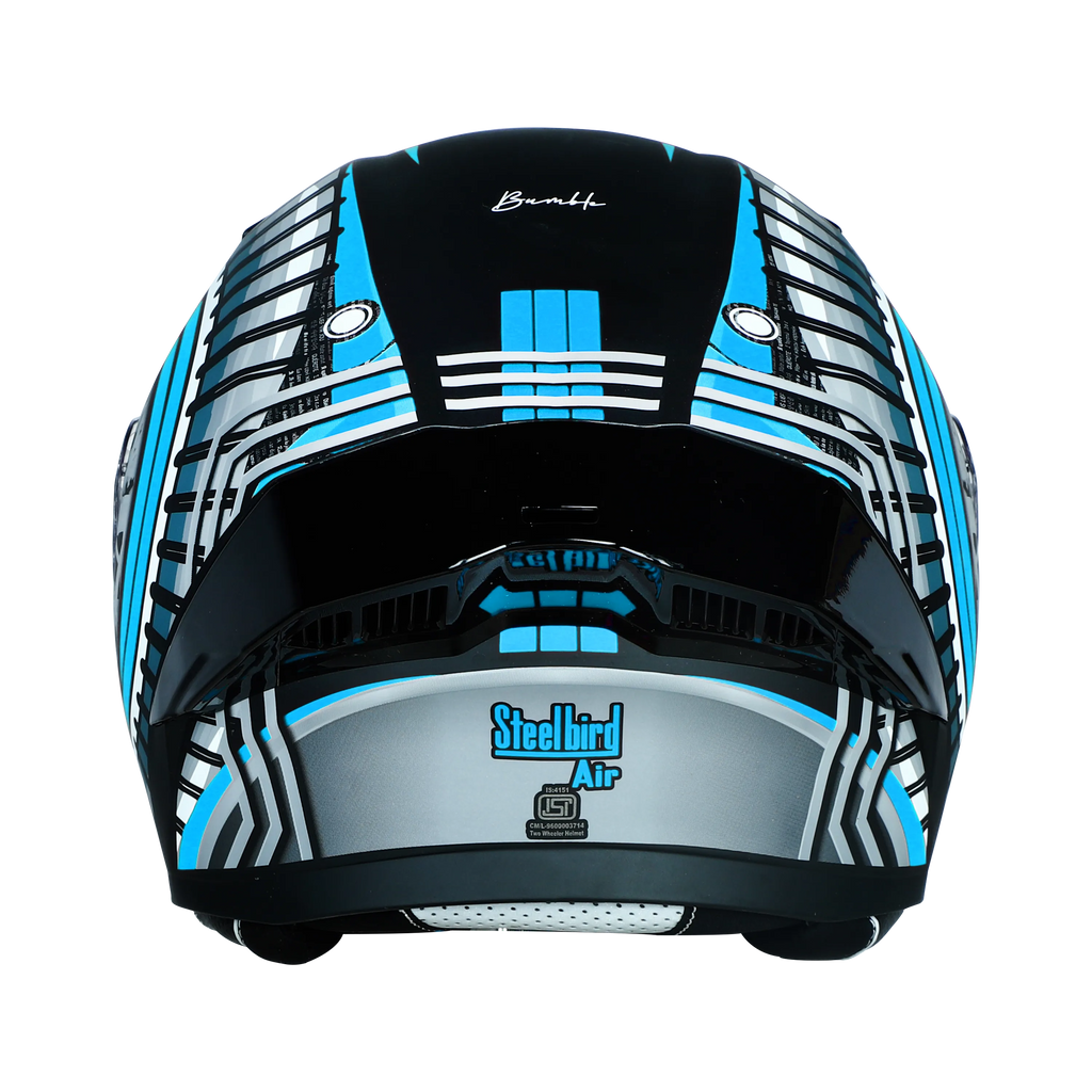 STEELBIRD Sba 20 Iss Bumble Glossy Black Jazz Blue Full Face Helmet