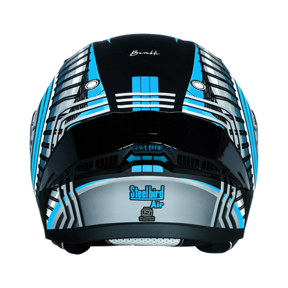 STEELBIRD Sba 20 Iss Bumble Glossy Black Jazz Blue Full Face Helmet