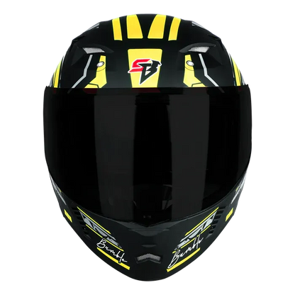 STEELBIRD Sba 20 Iss Bumble Glossy Black Neon Full Face Helmet