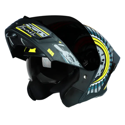 STEELBIRD Sba 20 Iss Bumble Glossy Black Neon Full Face Helmet