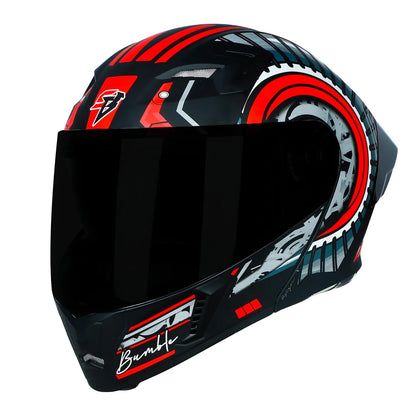 STEELBIRD Sba 20 Iss Bumble Glossy Black Red Full Face Helmet