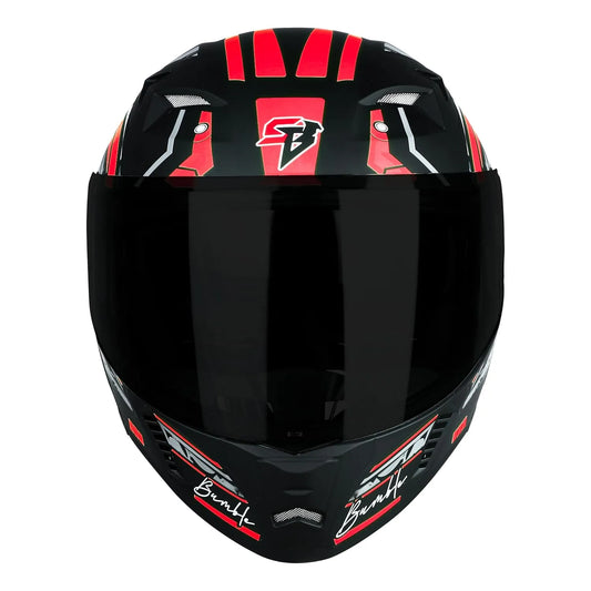 STEELBIRD Sba 20 Iss Bumble Glossy Black Red Full Face Helmet