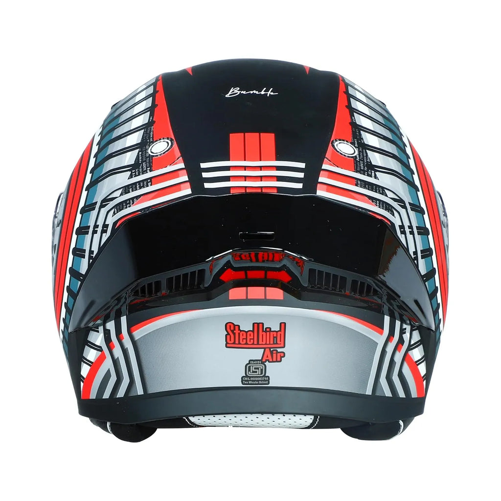 STEELBIRD Sba 20 Iss Bumble Glossy Black Red Full Face Helmet