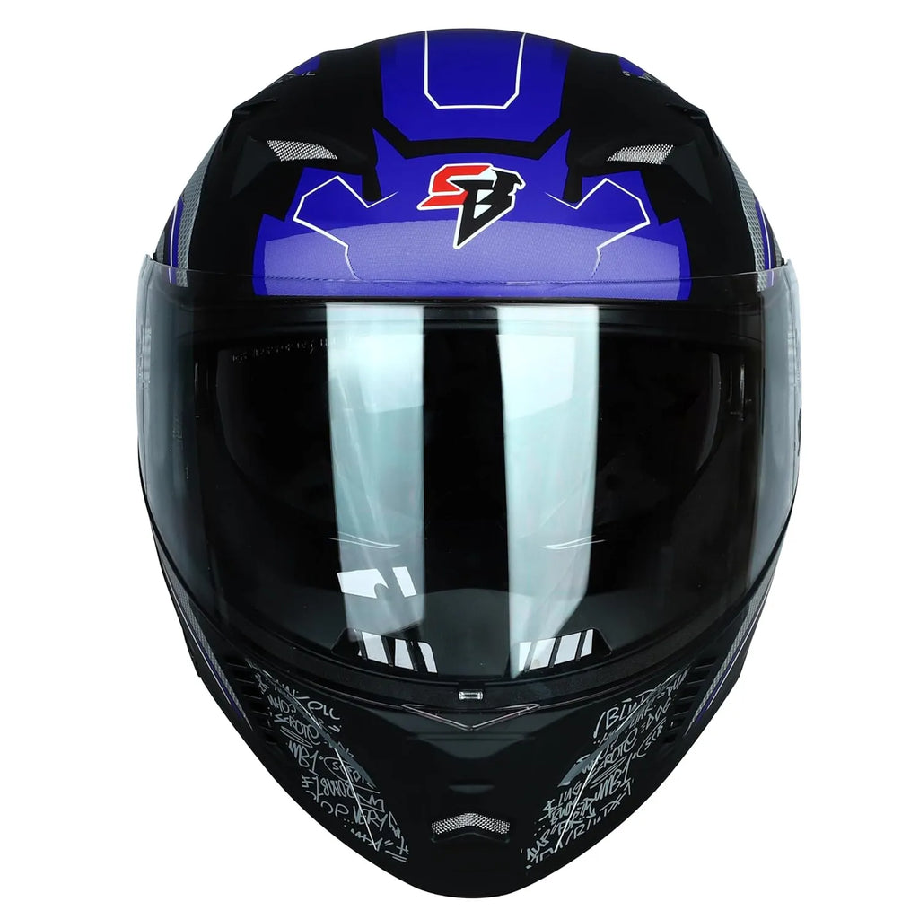 Steelbird Sba 20 Racer Black Blue Flip Up Helmet