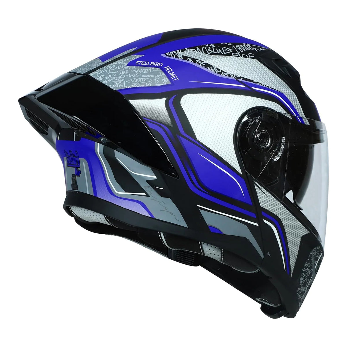 Steelbird Sba 20 Racer Black Blue Flip Up Helmet