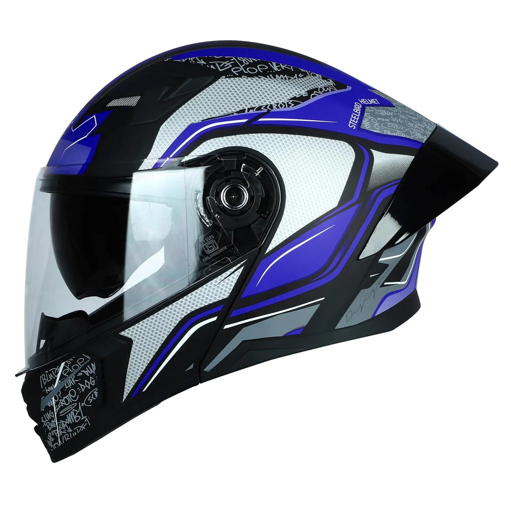Steelbird Sba 20 Racer Black Blue Flip Up Helmet
