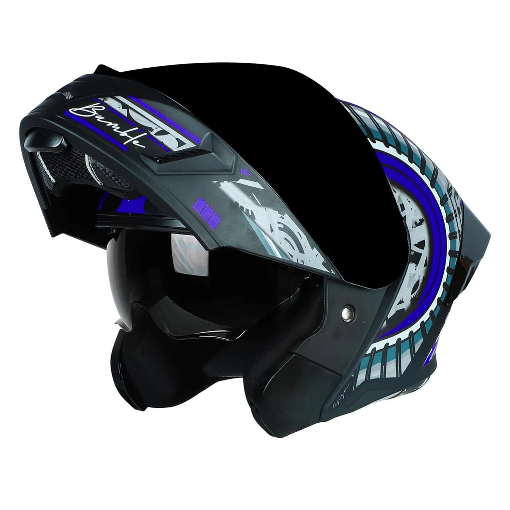 Steelbird Sba 20 Racer Black Blue Flip Up Helmet