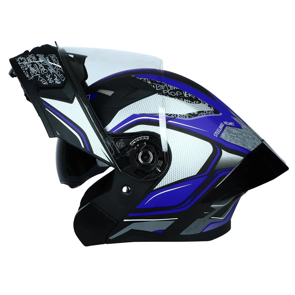 Steelbird Sba 20 Racer Black Blue Flip Up Helmet